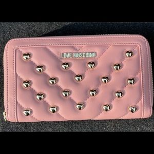 Love Moschino Pink Heart Gold Studded Wallet
